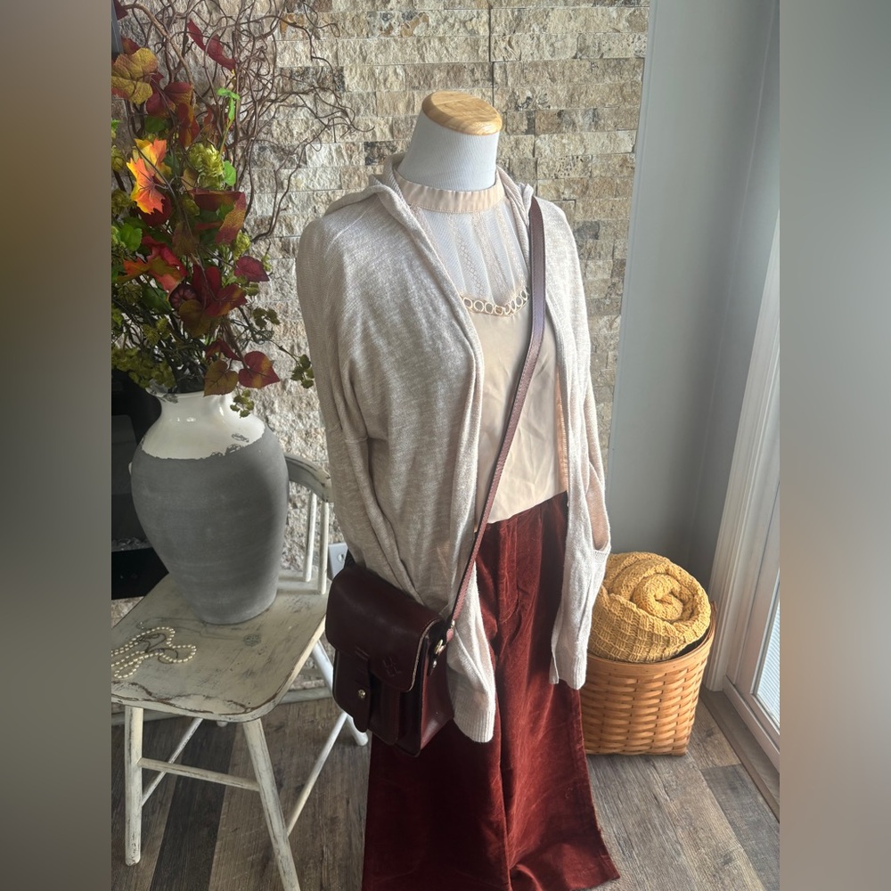 American Eagle Outfitters Beige Knit Cardigan with hood